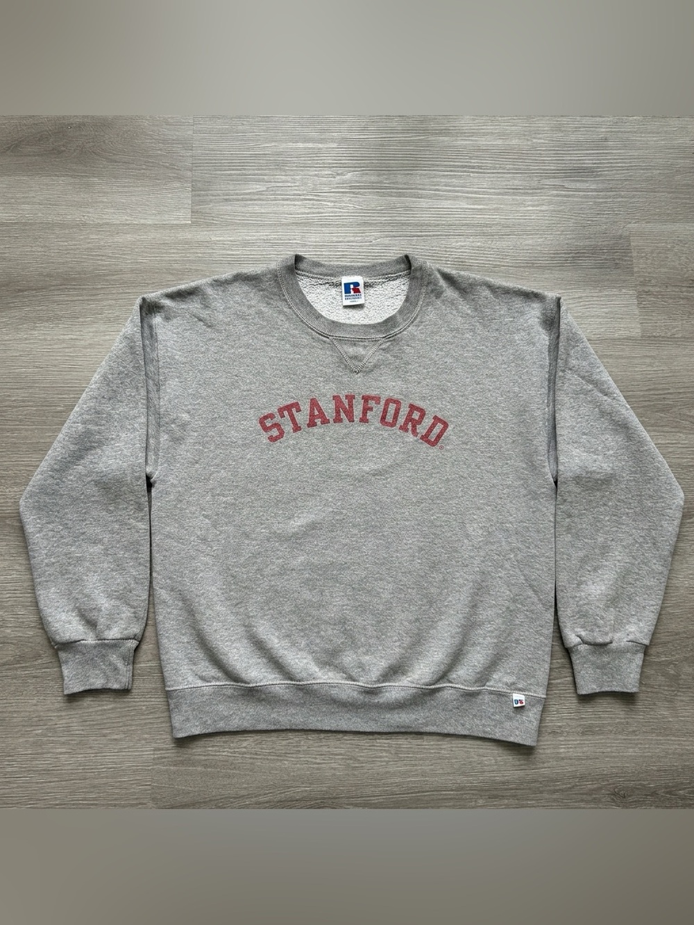 Vintage Stanford Russell Gray Sweatshirt Sz Large Spellout Crew